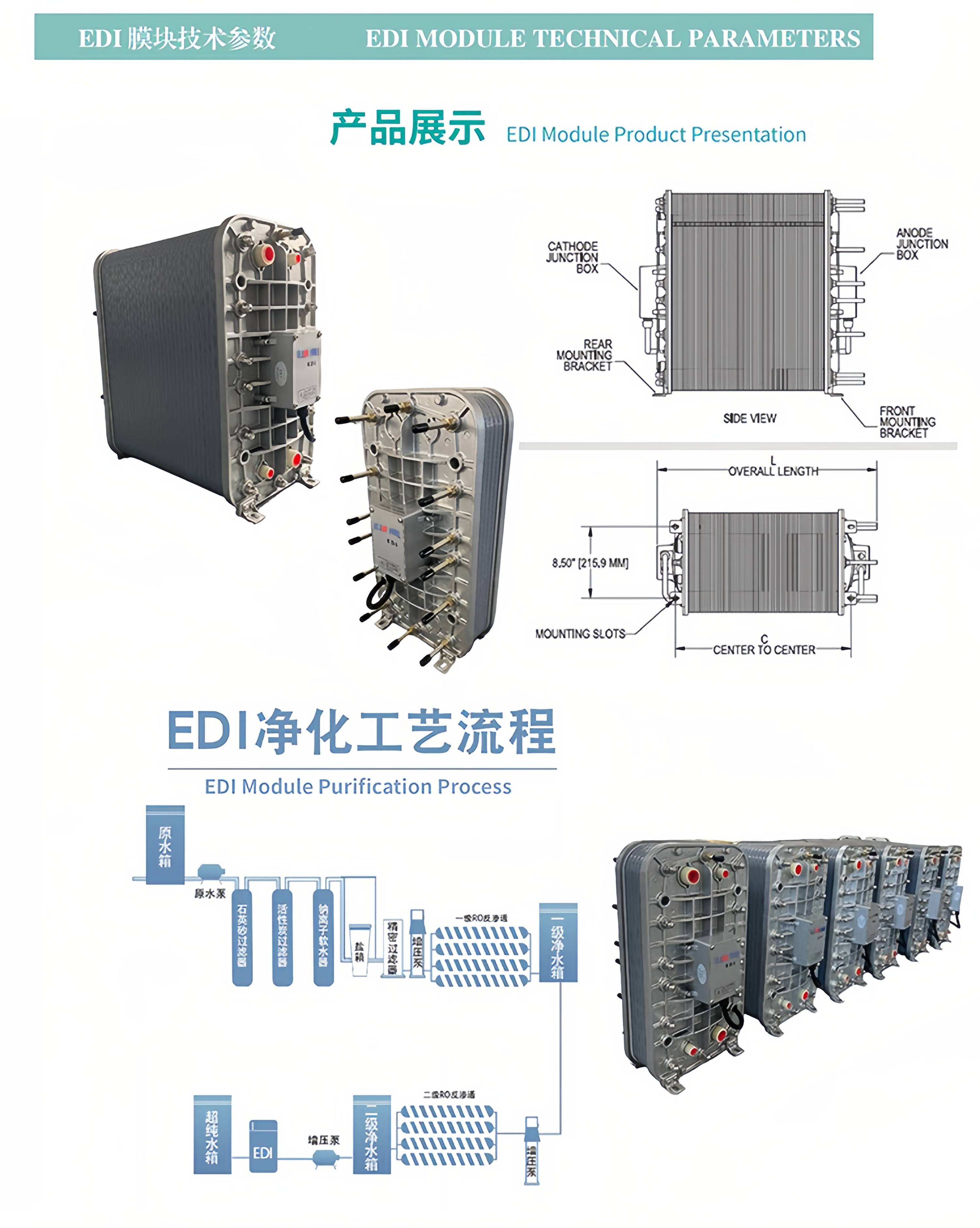 EDI超纯水模块厂家 去离子反渗透膜块